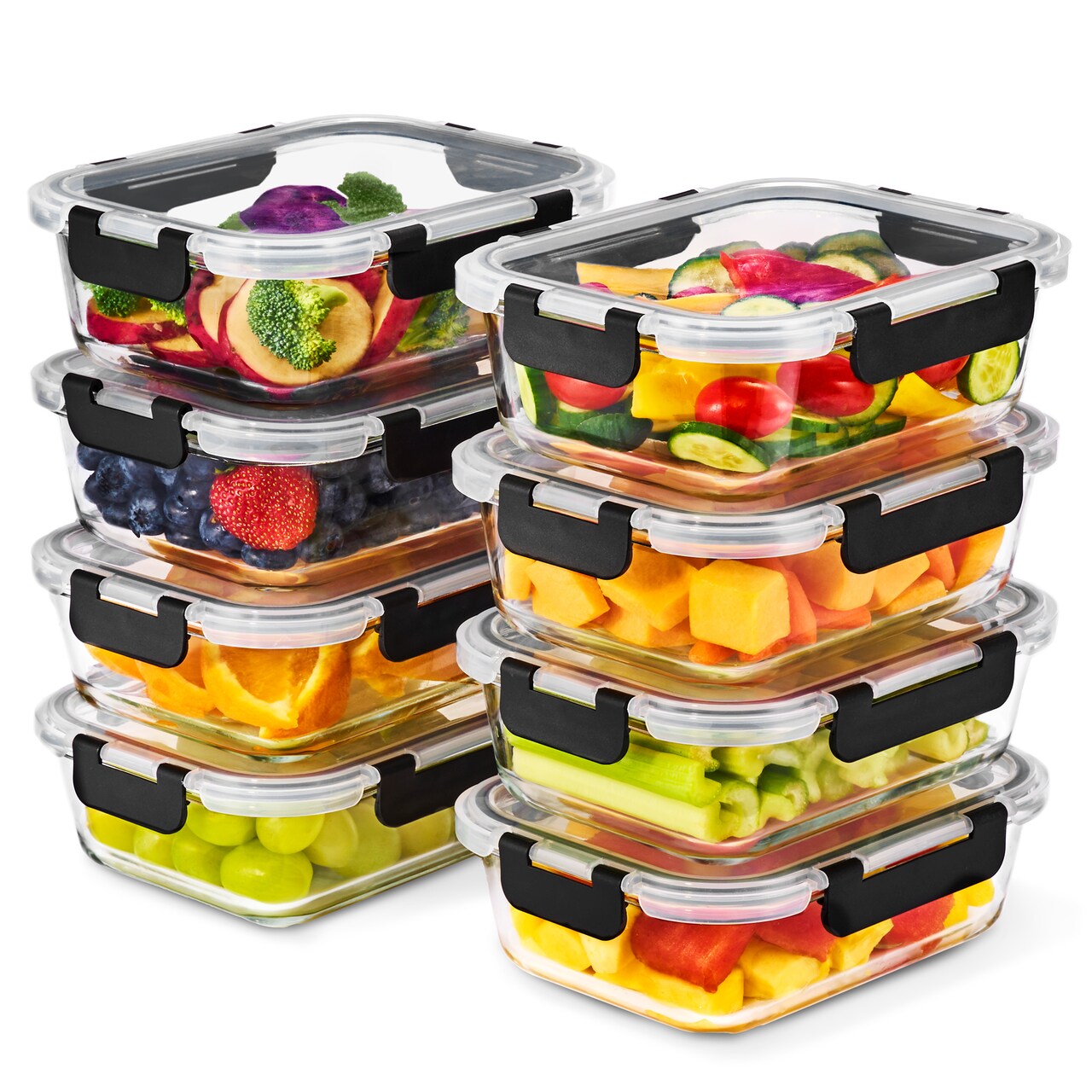 Sorbus 16pc (8 Rectangular 35oz Food Storage Containers and 8 Airtight Lids)